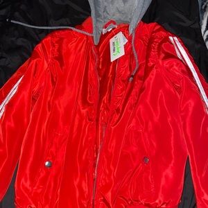 red windbreaker